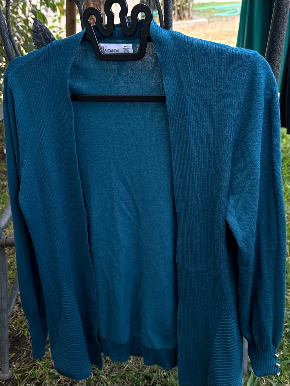 Madison Teal Open-Front Lightweight Cardigan